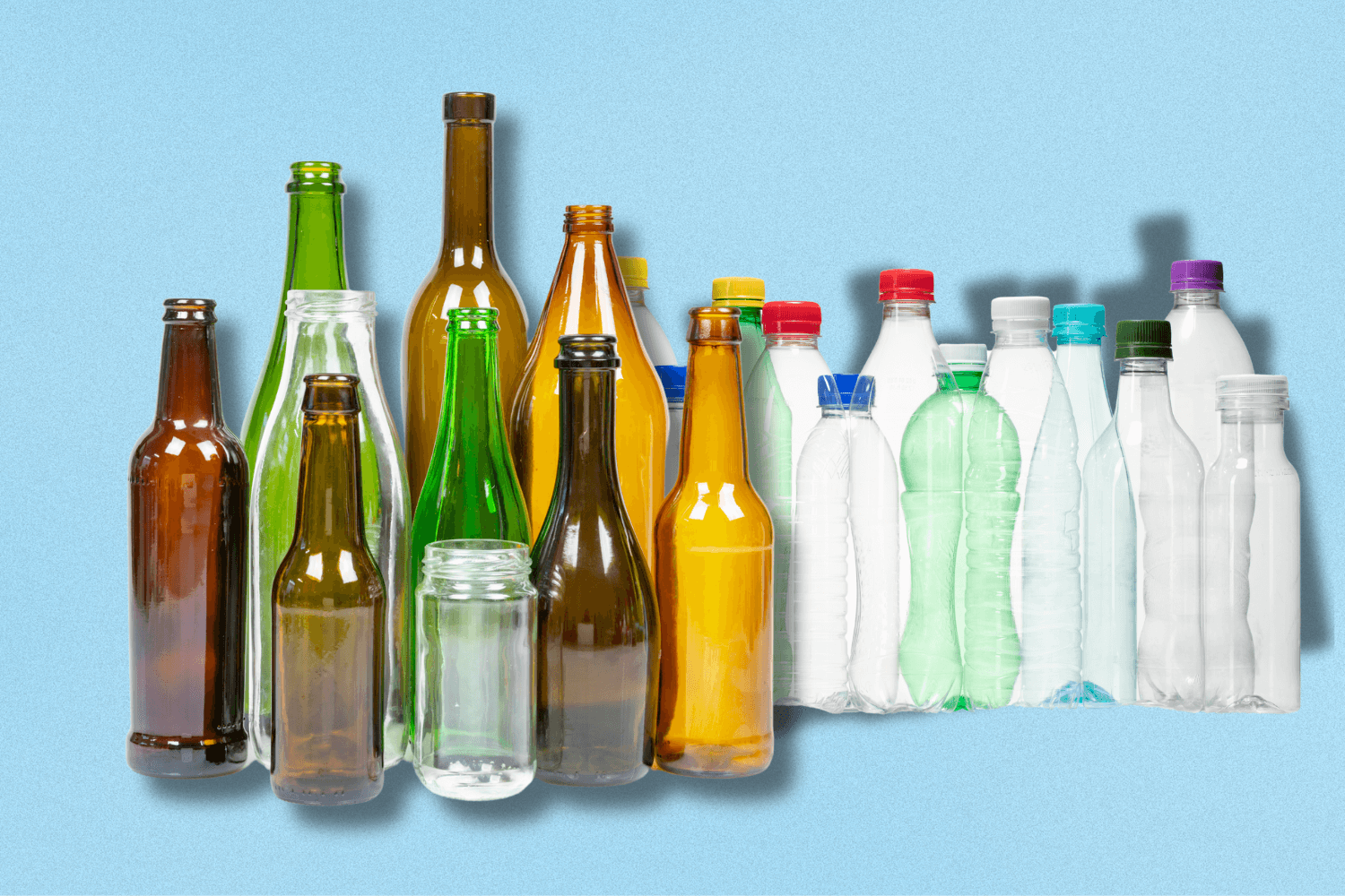 Cover Glass bottle over Plastic Bottle