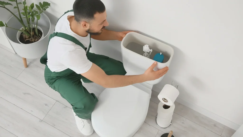 Modern water-efficient toilet in a home bathroom