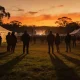 outdoor festival crowd at golden hour in an Australian park